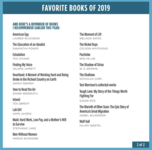 Obama's 2019 Books list